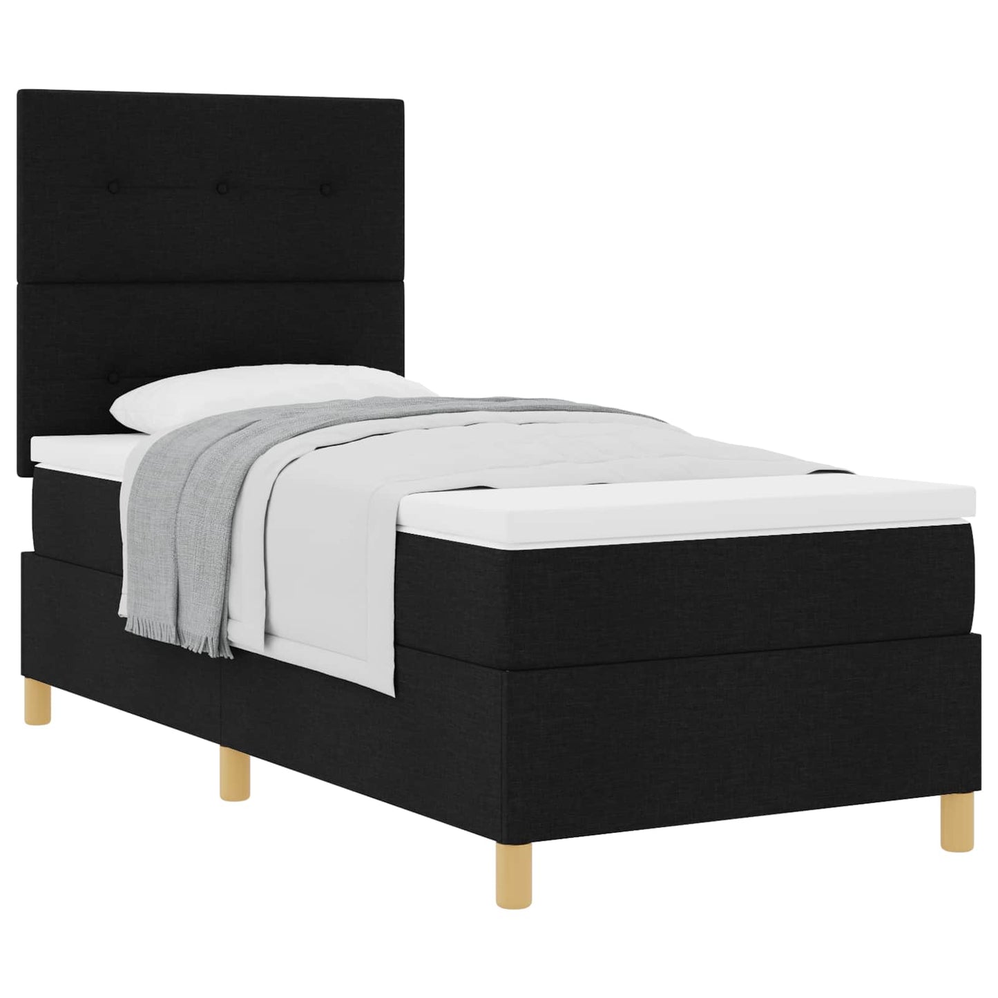 vidaXL Κρεβάτι με ελατήρια με κεφαλάρι Μαύρο 100 x 200 cm ύφασμα