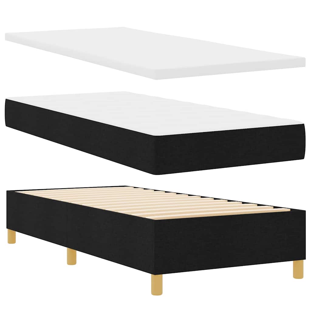 vidaXL Κρεβάτι με ελατήρια με κεφαλάρι Μαύρο 100 x 200 cm ύφασμα