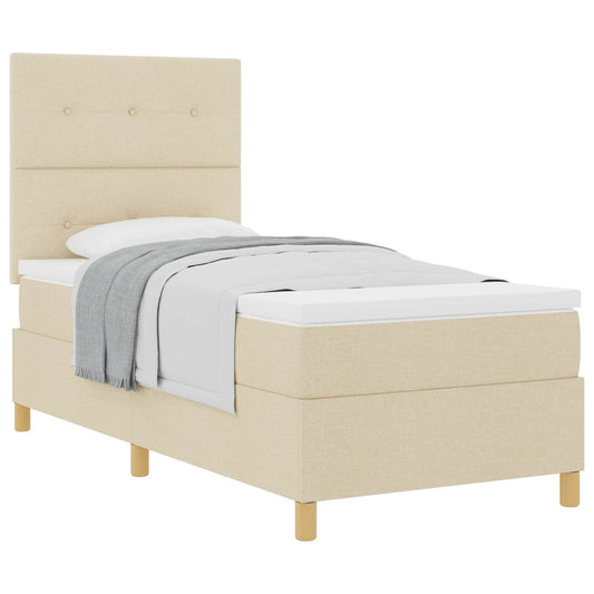 vidaXL Κρεβάτι με ελατήρια με κεφαλάρι Κρεμ 100 x 200 cm ύφασμα
