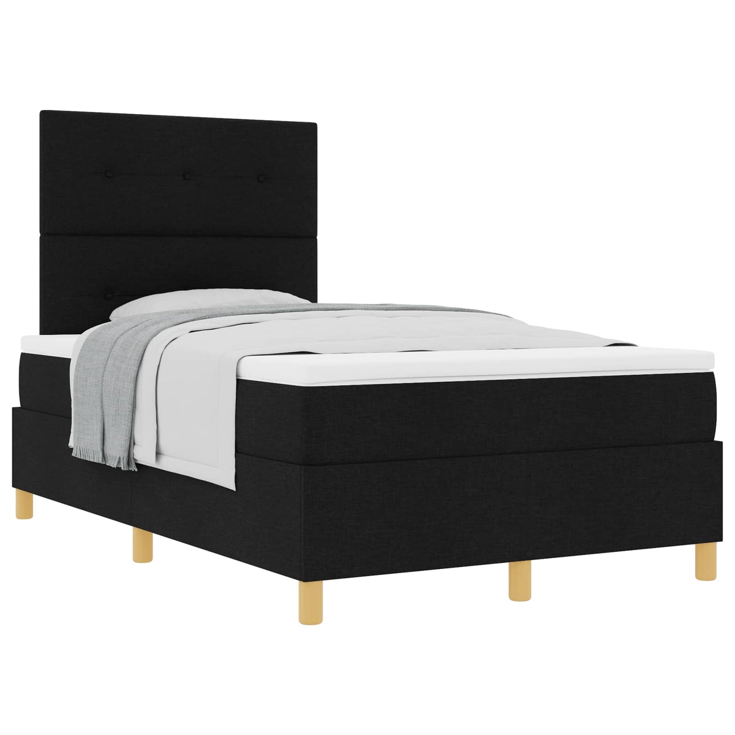 vidaXL Κρεβάτι με ελατήρια με κεφαλάρι Μαύρο 120 x 190 cm ύφασμα