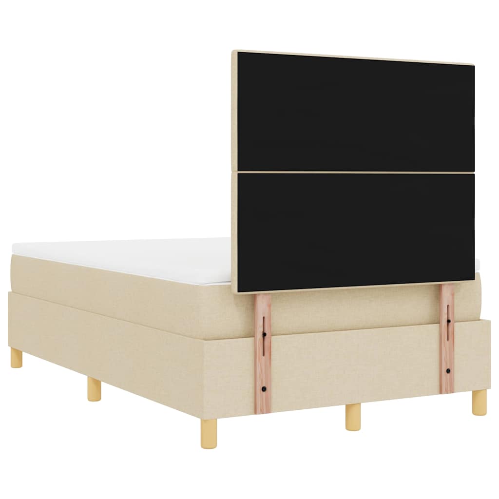 vidaXL Κρεβάτι με ελατήρια με κεφαλάρι Κρεμ 120 x 190 cm ύφασμα