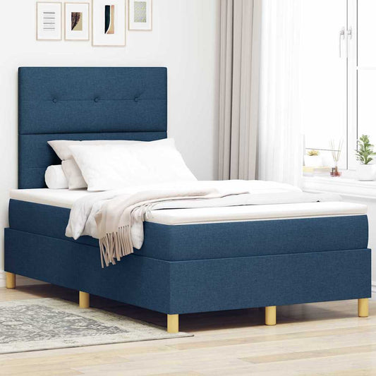 vidaXL Κρεβάτι με ελατήρια με κεφαλάρι Μπλε 120 x 190 cm ύφασμα