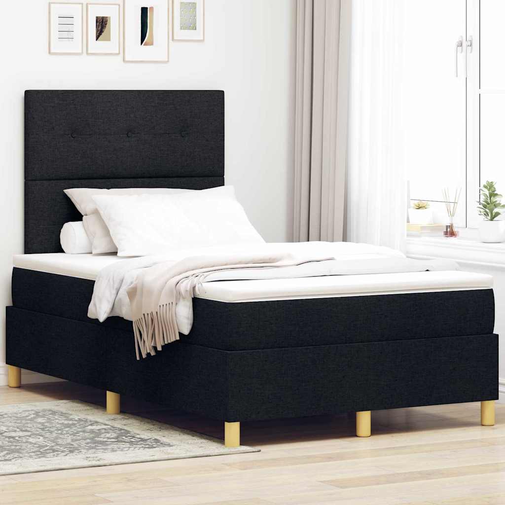 vidaXL Κρεβάτι με ελατήρια με κεφαλάρι Μαύρο 120 x 200 cm ύφασμα