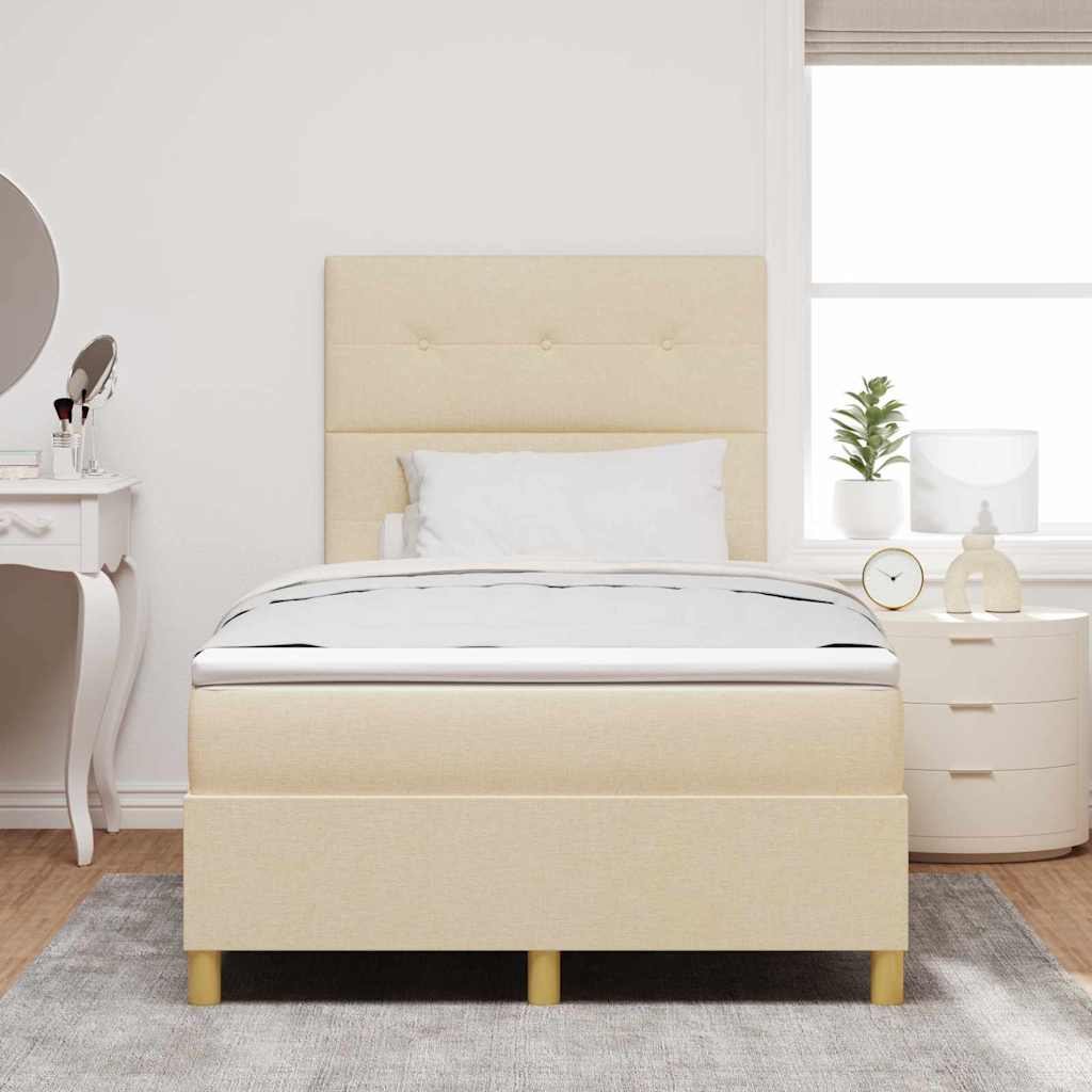 vidaXL Κρεβάτι με ελατήρια με κεφαλάρι Κρεμ 120 x 200 cm ύφασμα