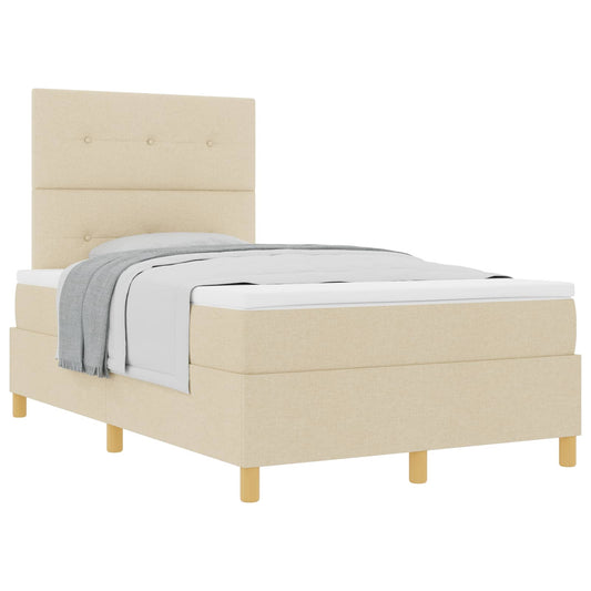 vidaXL Κρεβάτι με ελατήρια με κεφαλάρι Κρεμ 120 x 200 cm ύφασμα