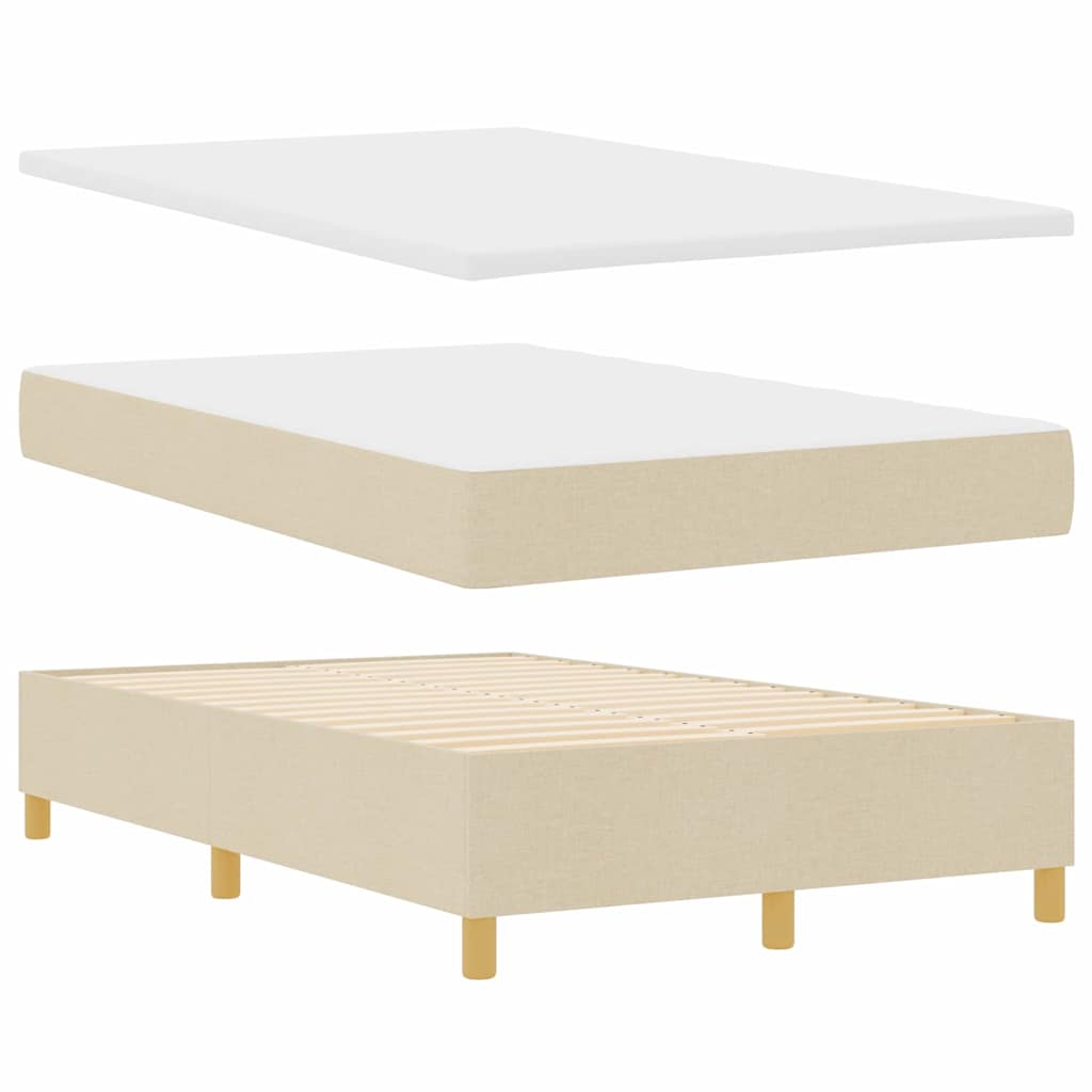 vidaXL Κρεβάτι με ελατήρια με κεφαλάρι Κρεμ 120 x 200 cm ύφασμα