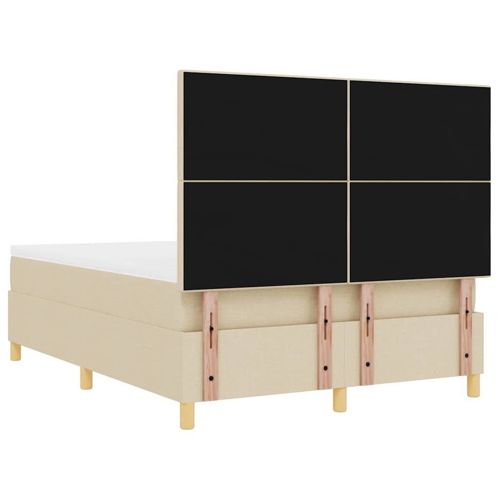 vidaXL Κρεβάτι με ελατήρια με κεφαλάρι Κρεμ 140 x 190 cm ύφασμα