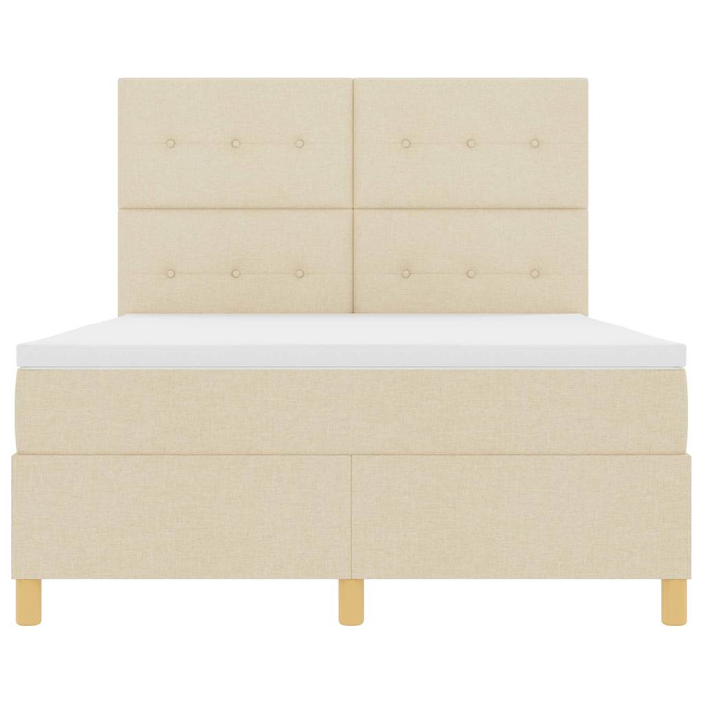 vidaXL Κρεβάτι με ελατήρια με κεφαλάρι Κρεμ 140 x 190 cm ύφασμα