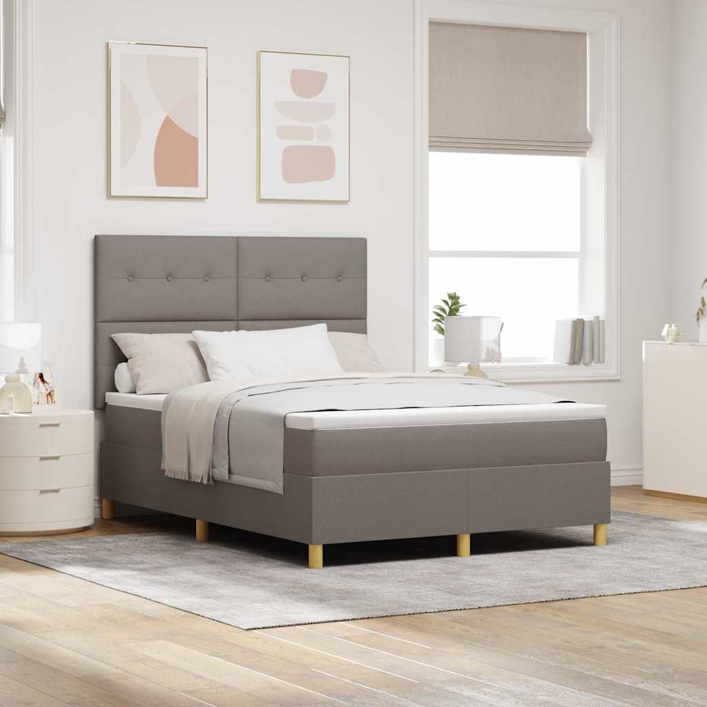 vidaXL Κρεβάτι με ελατήρια με κεφαλάρι Taupe 160 x 200 cm ύφασμα