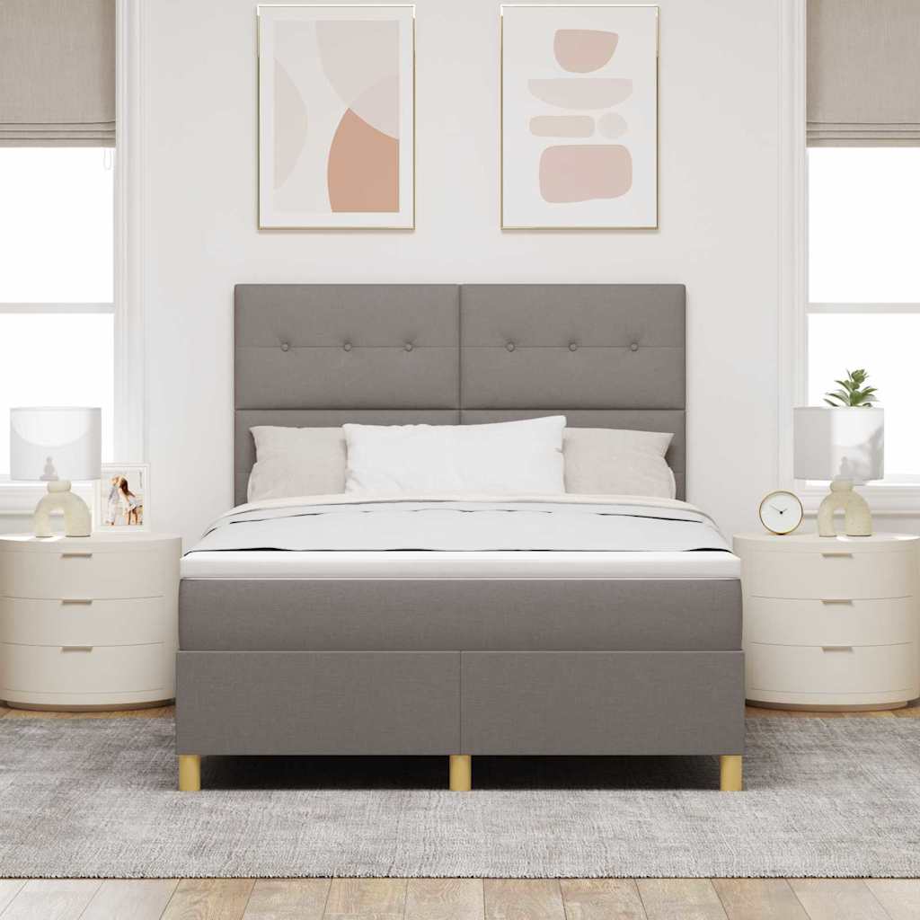 vidaXL Κρεβάτι με ελατήρια με κεφαλάρι Taupe 160 x 200 cm ύφασμα