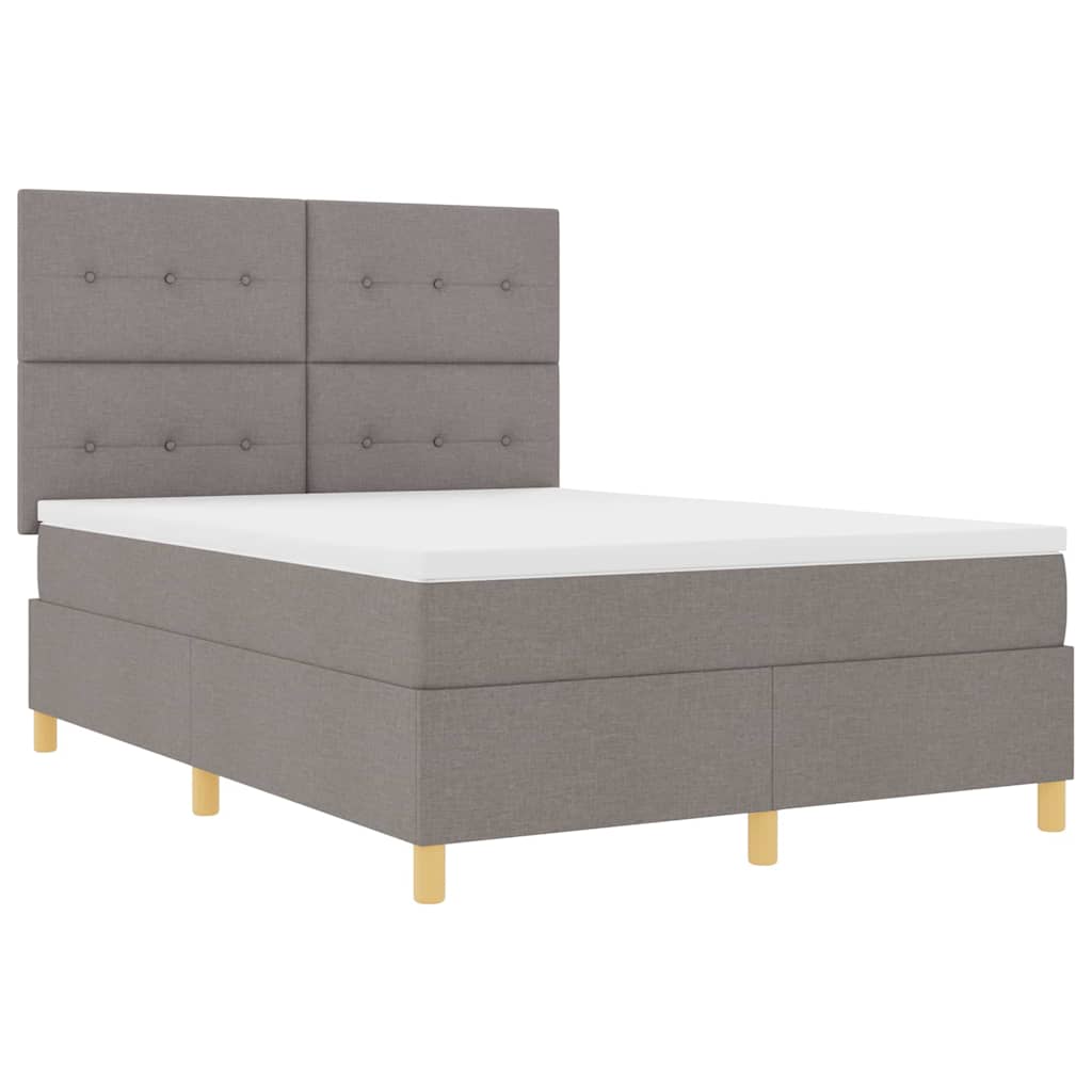 vidaXL Κρεβάτι με ελατήρια με κεφαλάρι Taupe 160 x 200 cm ύφασμα