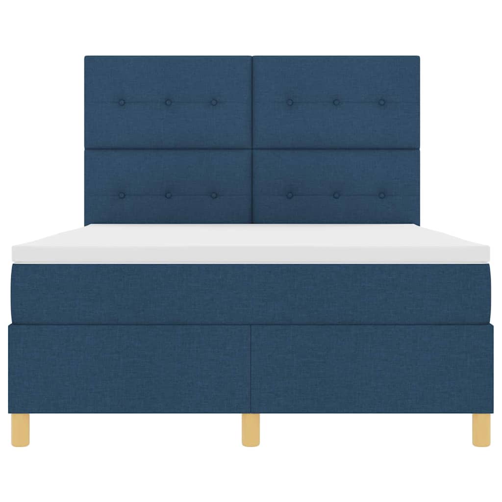 vidaXL Κρεβάτι με ελατήρια με κεφαλάρι Μπλε 160 x 200 cm ύφασμα