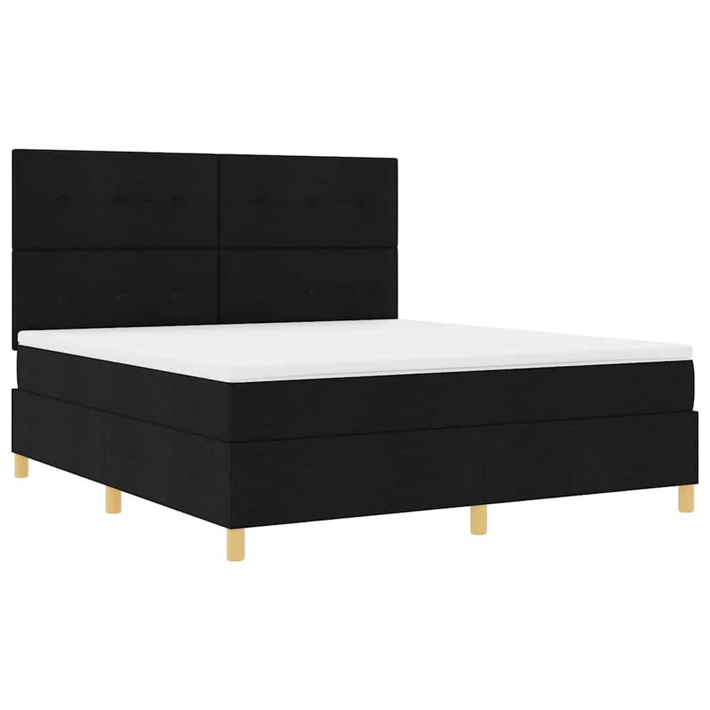 vidaXL Κρεβάτι με ελατήρια με κεφαλάρι Μαύρο 180 x 200 cm ύφασμα