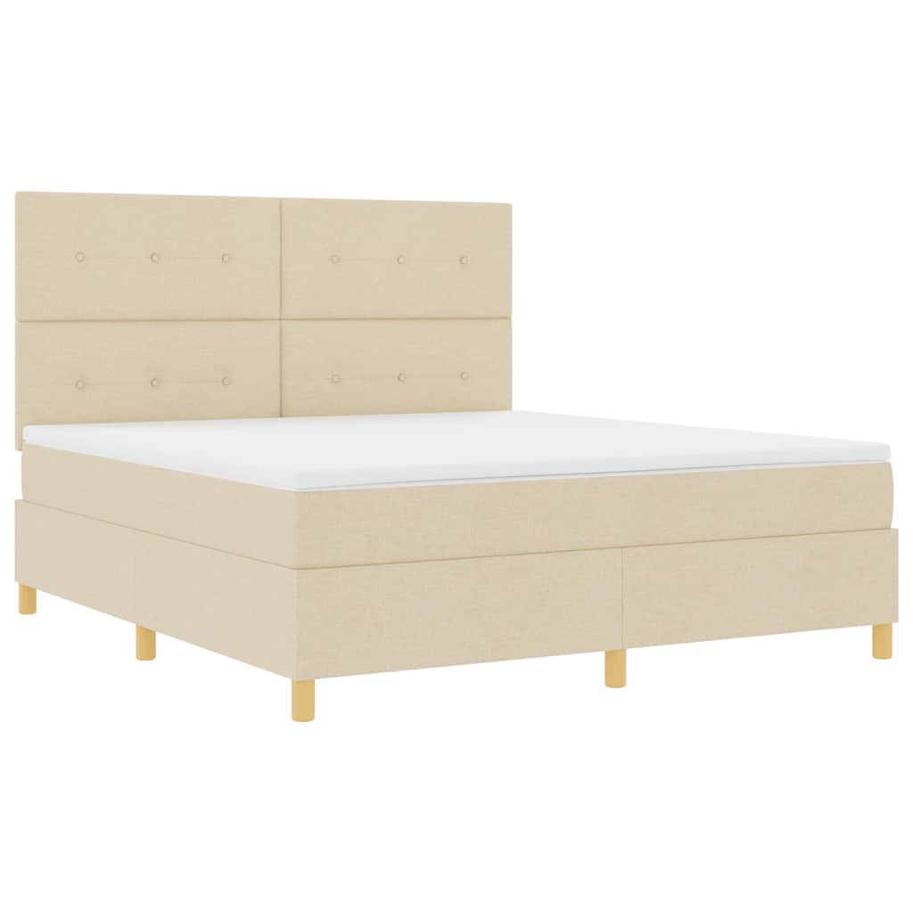 vidaXL Κρεβάτι με ελατήρια με κεφαλάρι Κρεμ 180 x 200 cm ύφασμα