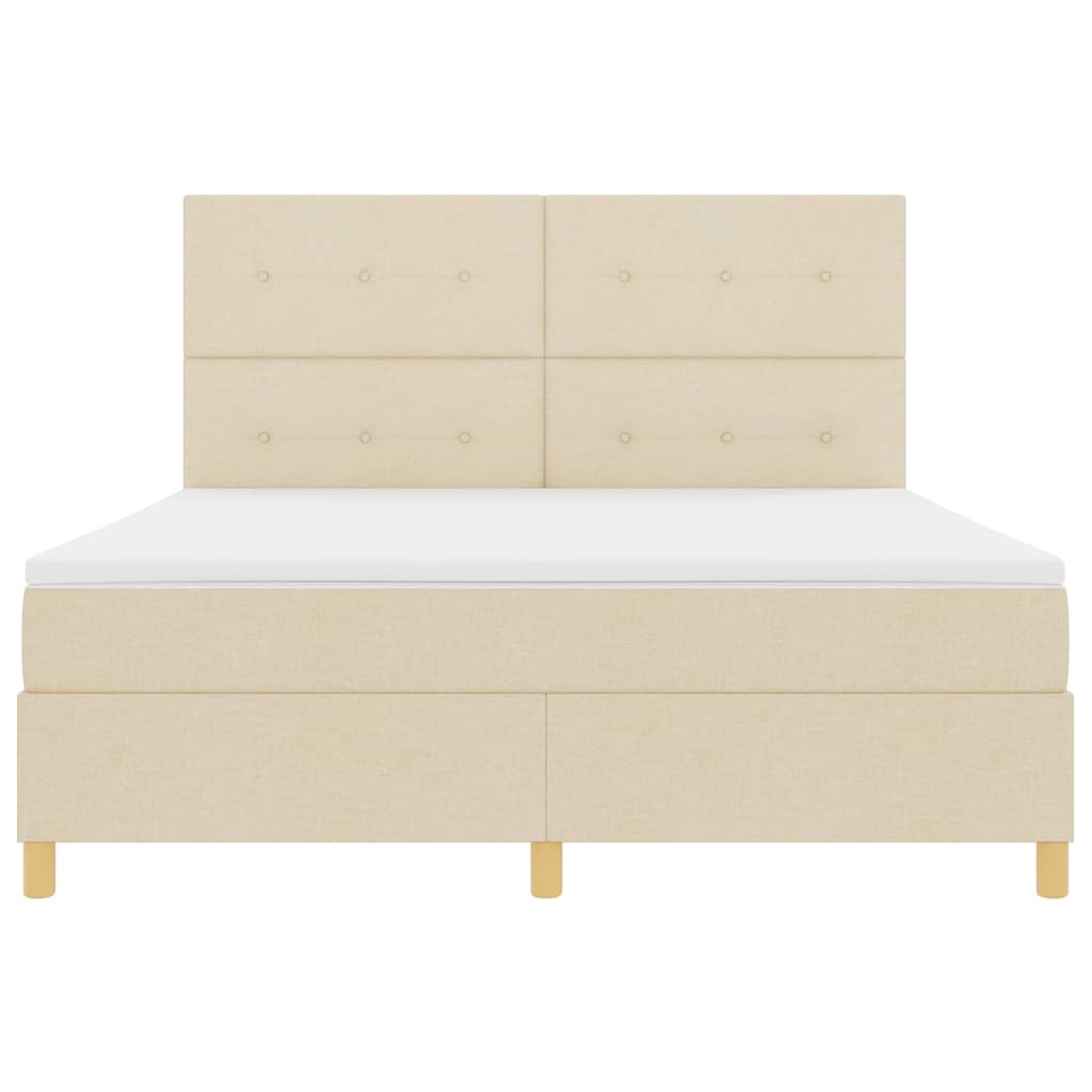 vidaXL Κρεβάτι με ελατήρια με κεφαλάρι Κρεμ 180 x 200 cm ύφασμα