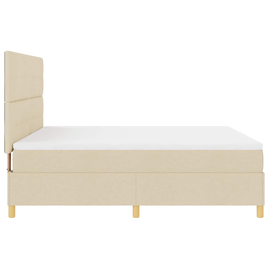 vidaXL Κρεβάτι με ελατήρια με κεφαλάρι Κρεμ 180 x 200 cm ύφασμα