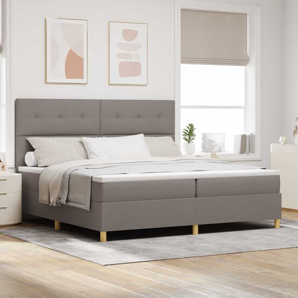 vidaXL Κρεβάτι με ελατήρια με κεφαλάρι Taupe 200 x 200 cm ύφασμα