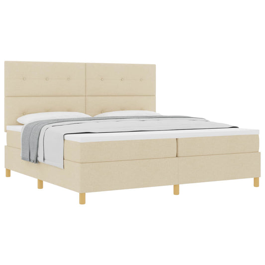 vidaXL Κρεβάτι με ελατήρια με κεφαλάρι Κρεμ 200 x 200 cm ύφασμα