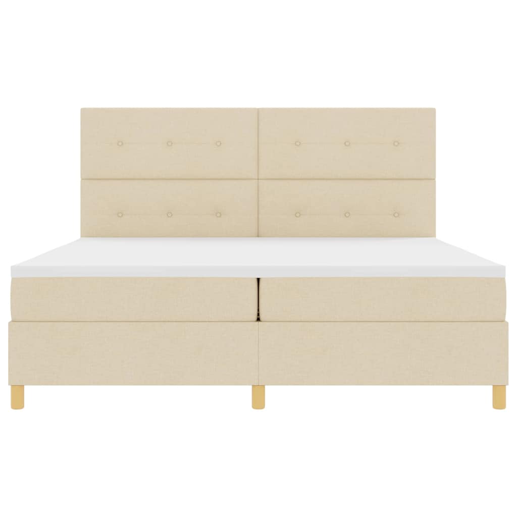 vidaXL Κρεβάτι με ελατήρια με κεφαλάρι Κρεμ 200 x 200 cm ύφασμα