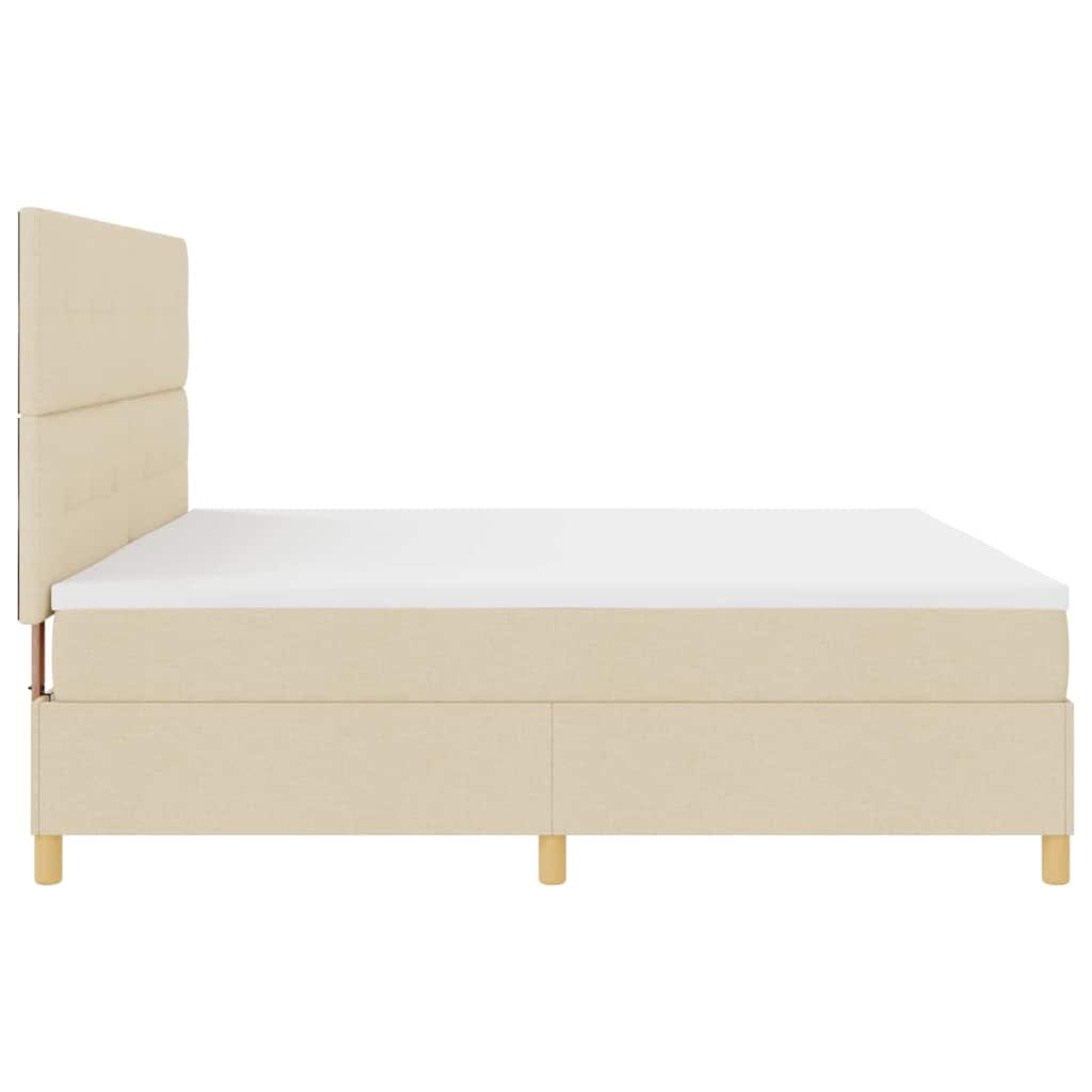 vidaXL Κρεβάτι με ελατήρια με κεφαλάρι Κρεμ 200 x 200 cm ύφασμα