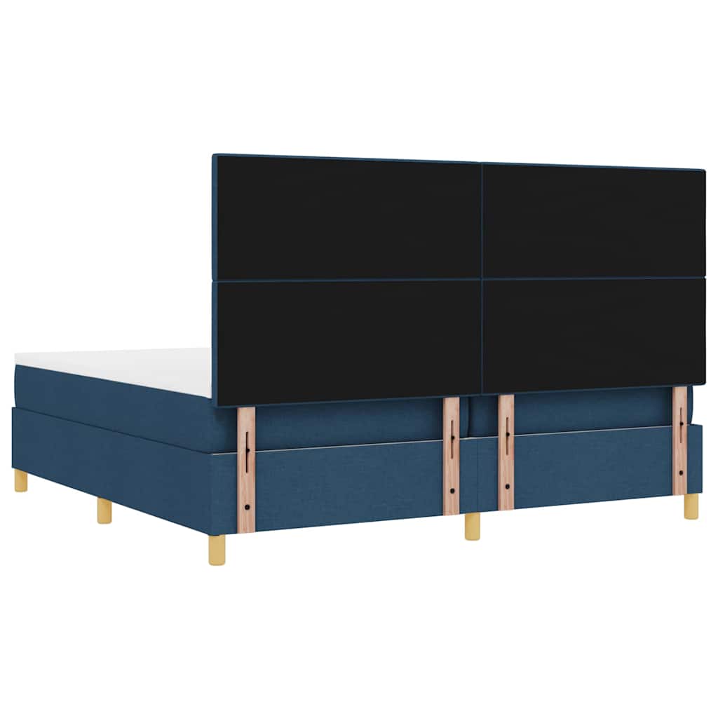 vidaXL Κρεβάτι με ελατήρια με κεφαλάρι Μπλε 200 x 200 cm ύφασμα