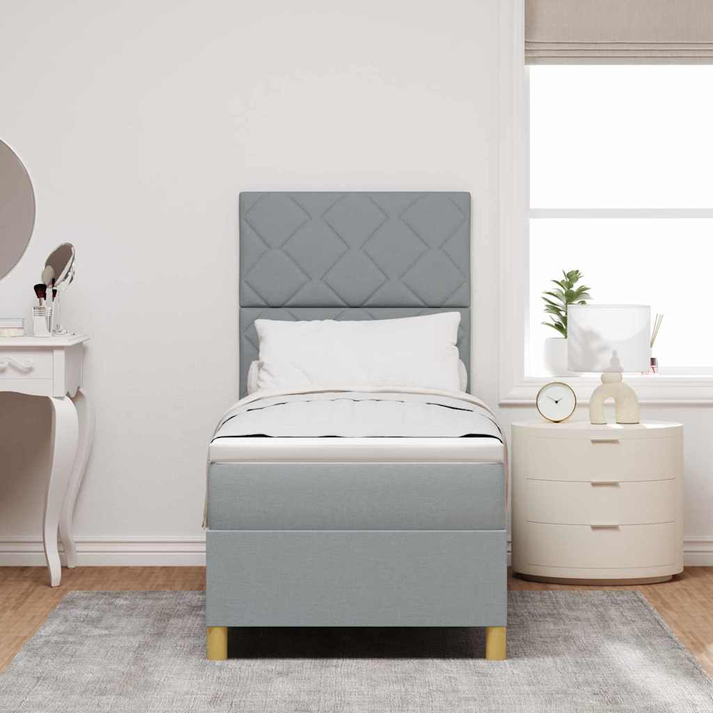 vidaXL Κρεβάτι με ελατήρια με στρώμα Ανοιχτό γκρι 80 x 200 cm ύφασμα