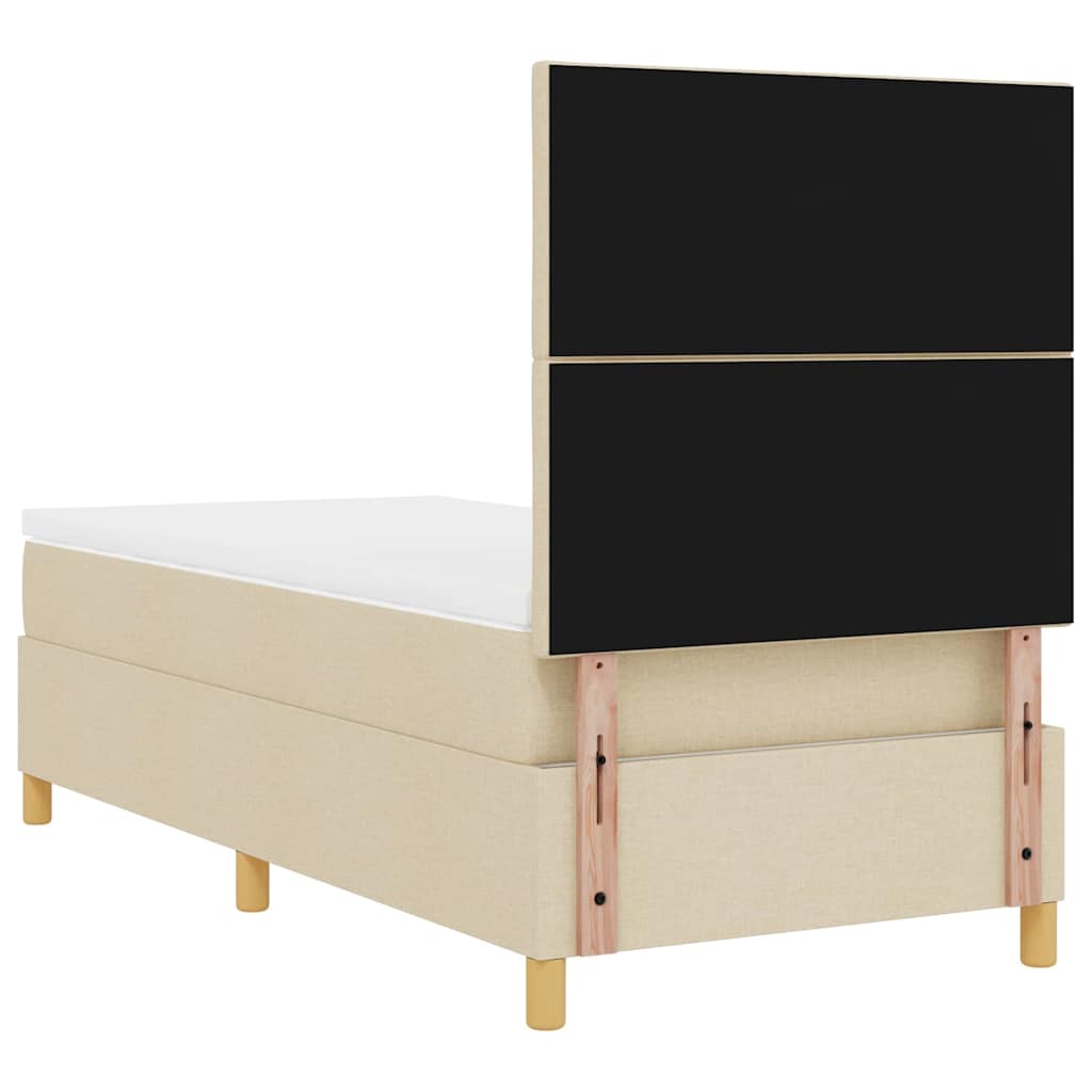vidaXL Κρεβάτι με ελατήρια με κεφαλάρι Κρεμ 90 x 190 cm ύφασμα