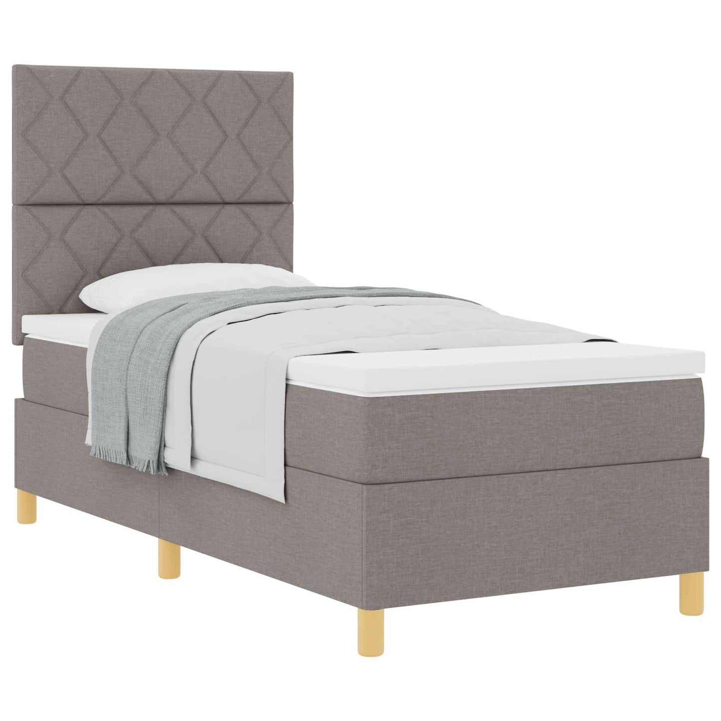 vidaXL Κρεβάτι με ελατήρια με κεφαλάρι Taupe 90 x 200 cm ύφασμα