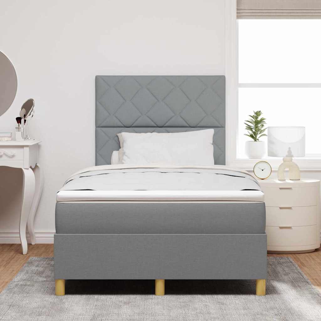 vidaXL Κρεβάτι με ελατήρια Ανοιχτό γκρι 120 x 190 cm ύφασμα