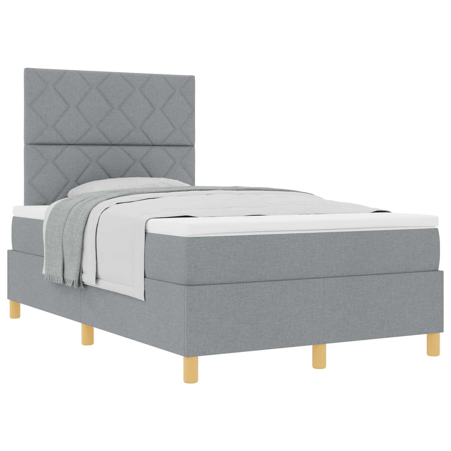 vidaXL Κρεβάτι με ελατήρια Ανοιχτό γκρι 120 x 190 cm ύφασμα