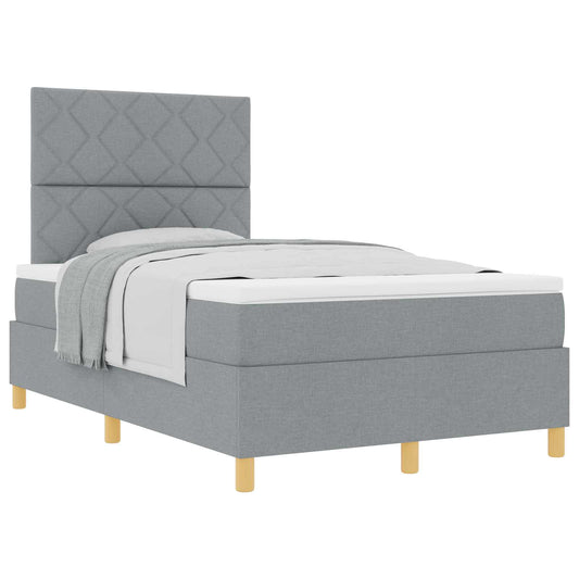 vidaXL Κρεβάτι με ελατήρια Ανοιχτό γκρι 120 x 190 cm ύφασμα