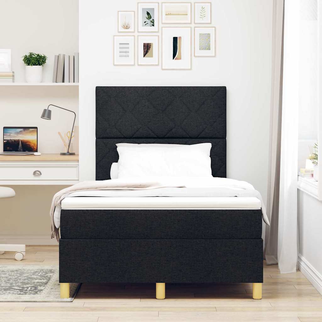 vidaXL Κρεβάτι με ελατήρια με κεφαλάρι Μαύρο 120 x 190 cm ύφασμα