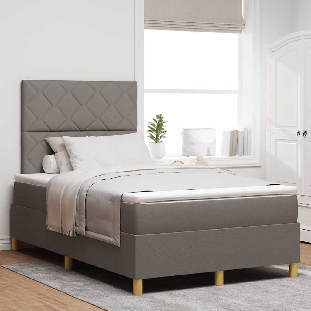 vidaXL Κρεβάτι με ελατήρια με κεφαλάρι Taupe 120 x 190 cm ύφασμα