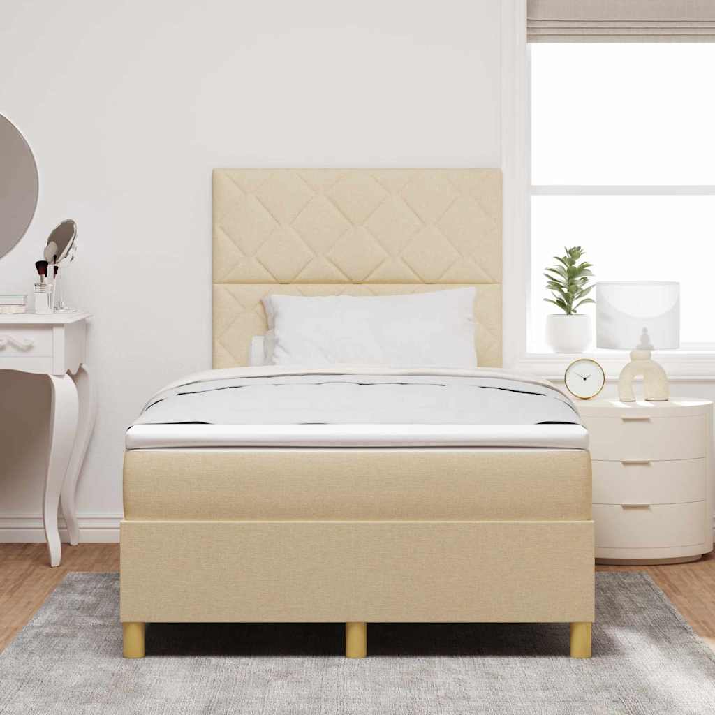 vidaXL Κρεβάτι με ελατήρια με κεφαλάρι Κρεμ 120 x 190 cm ύφασμα