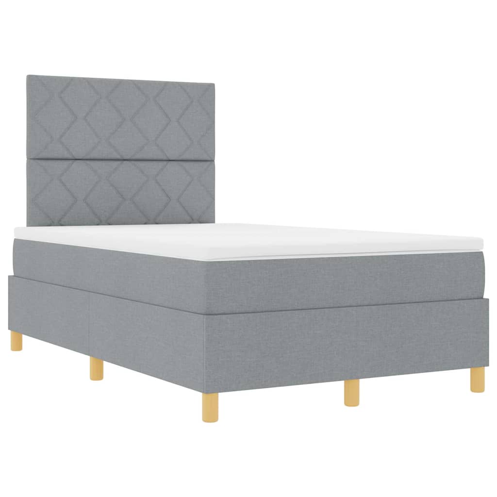 vidaXL Κρεβάτι με ελατήρια Ανοιχτό γκρι 120 x 200 cm ύφασμα