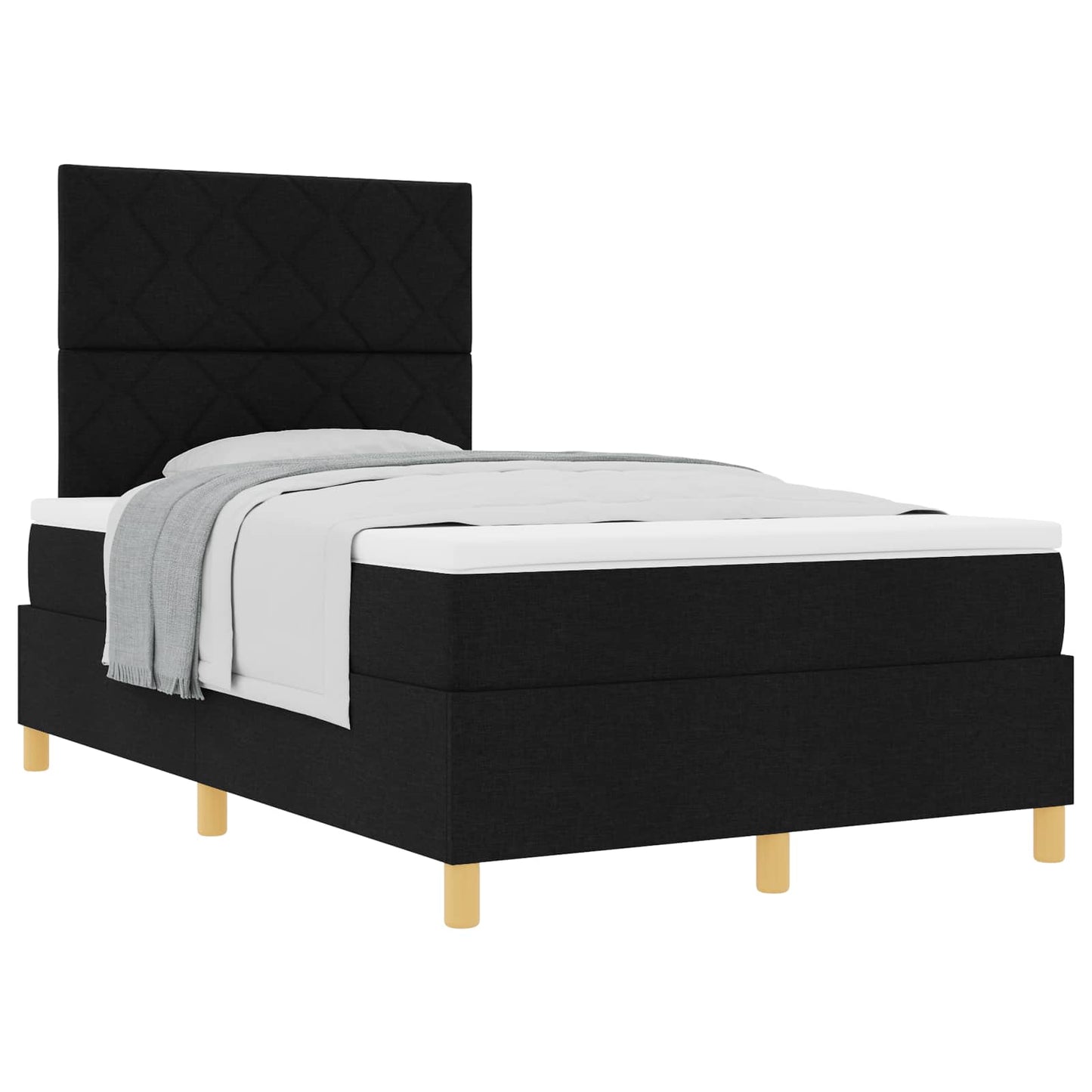 vidaXL Κρεβάτι με ελατήρια με κεφαλάρι Μαύρο 120 x 200 cm ύφασμα