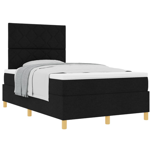 vidaXL Κρεβάτι με ελατήρια με κεφαλάρι Μαύρο 120 x 200 cm ύφασμα