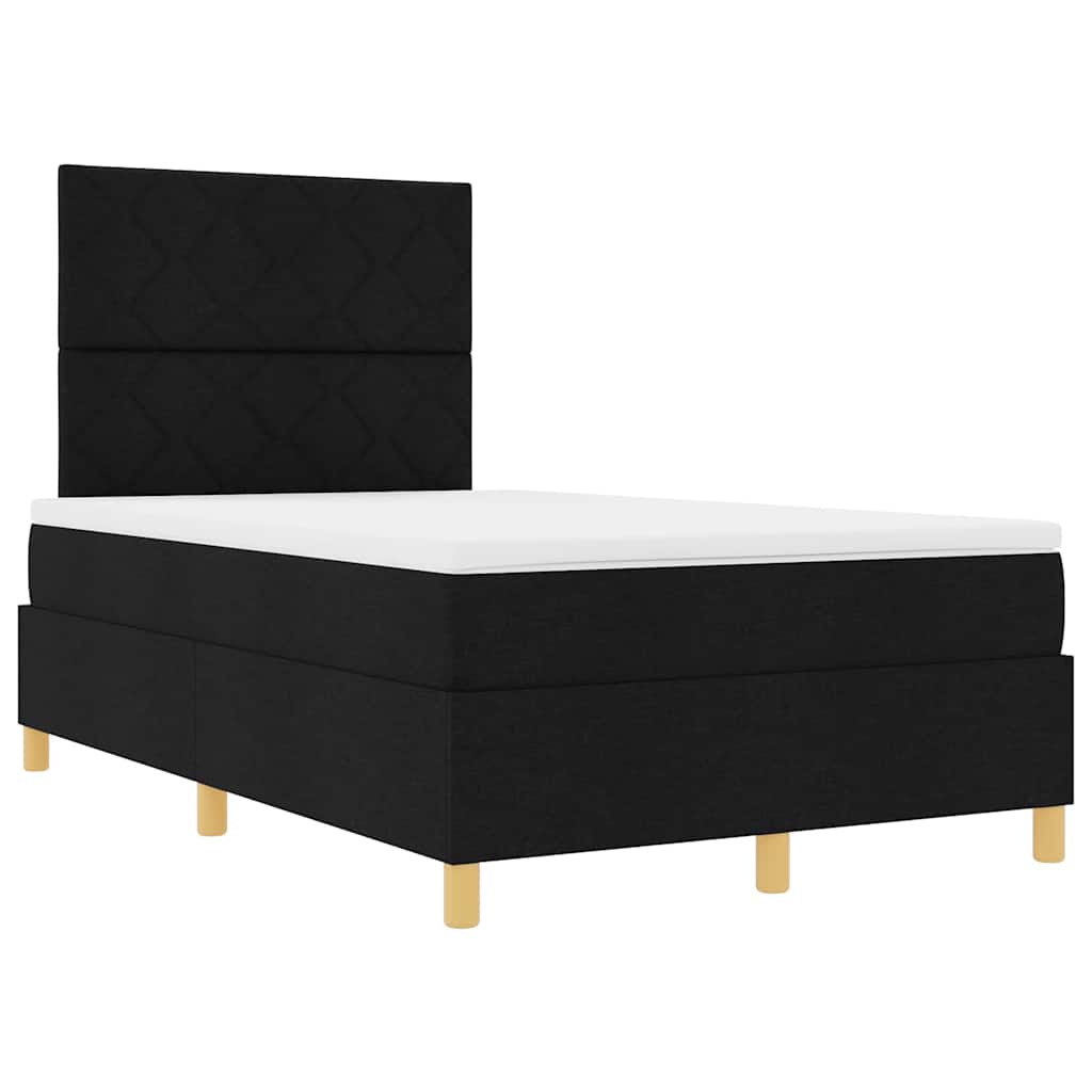 vidaXL Κρεβάτι με ελατήρια με κεφαλάρι Μαύρο 120 x 200 cm ύφασμα
