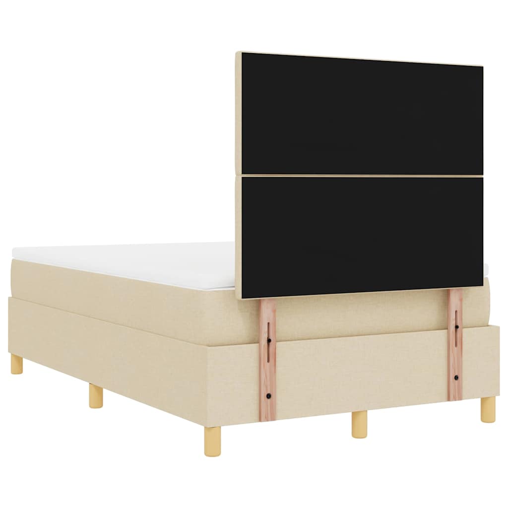 vidaXL Κρεβάτι με ελατήρια με κεφαλάρι Κρεμ 120 x 200 cm ύφασμα