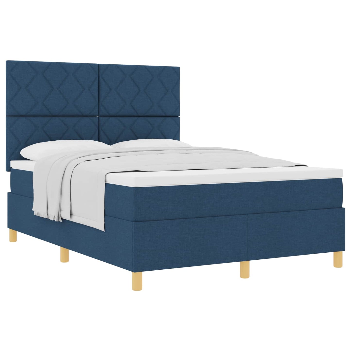 vidaXL Κρεβάτι με ελατήρια με κεφαλάρι Μπλε 140 x 200 cm ύφασμα