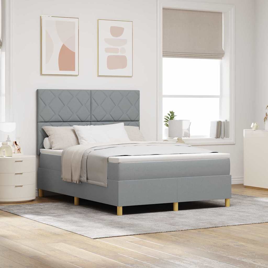 vidaXL Κρεβάτι με ελατήρια Ανοιχτό γκρι 160 x 200 cm ύφασμα