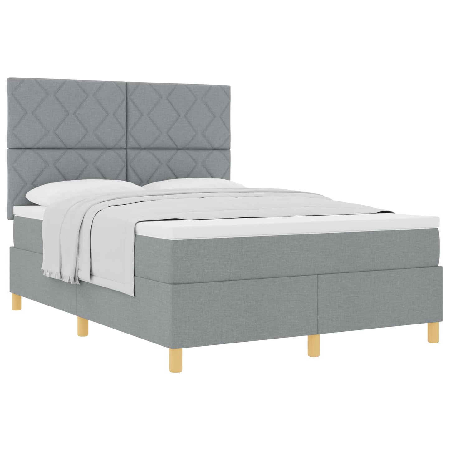 vidaXL Κρεβάτι με ελατήρια Ανοιχτό γκρι 160 x 200 cm ύφασμα