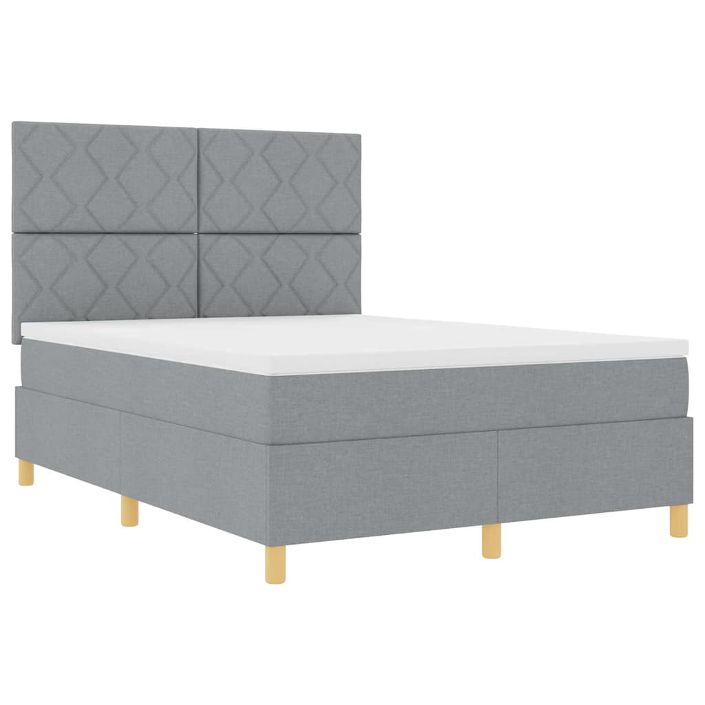 vidaXL Κρεβάτι με ελατήρια Ανοιχτό γκρι 160 x 200 cm ύφασμα