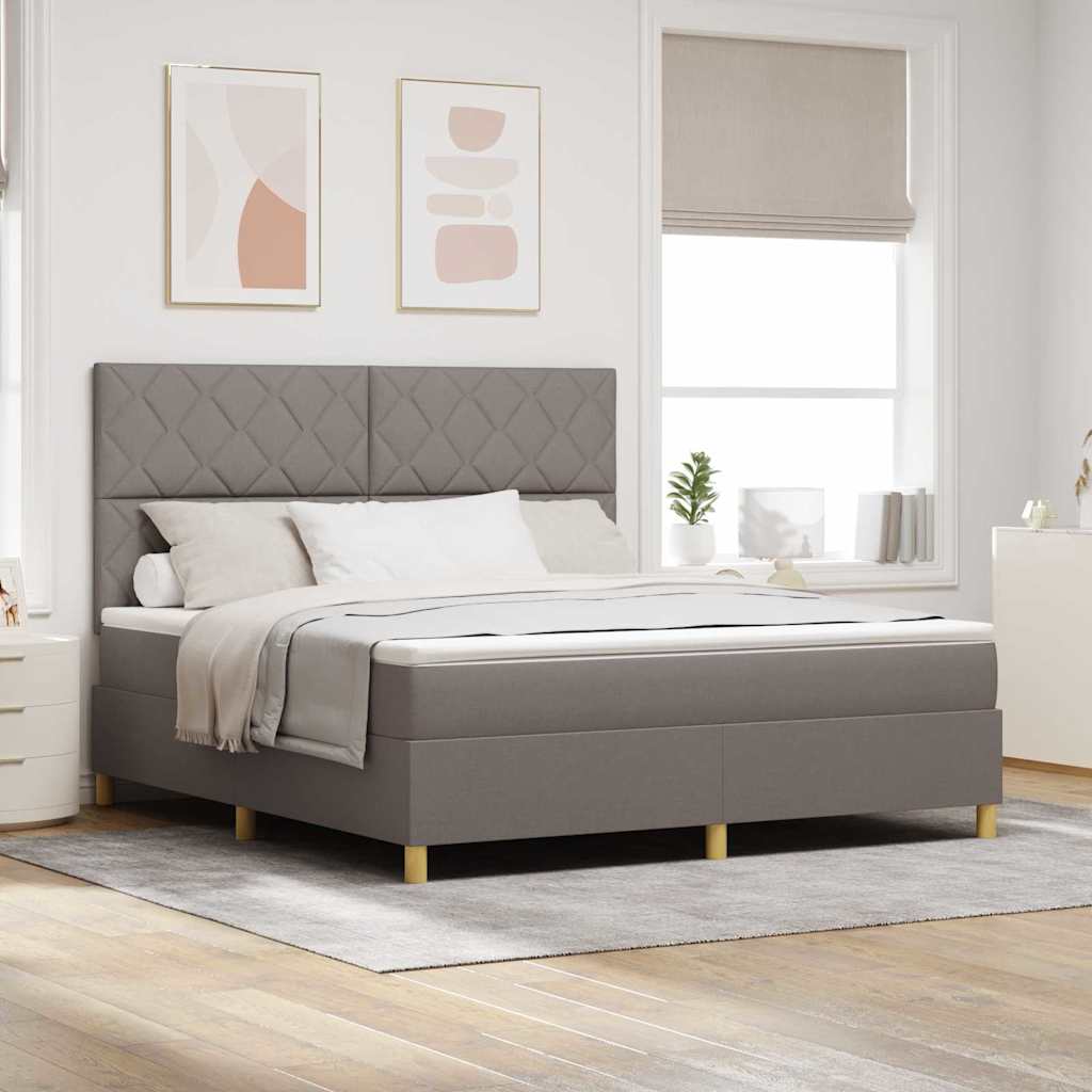 vidaXL Κρεβάτι με ελατήρια με κεφαλάρι Taupe 180 x 200 cm ύφασμα