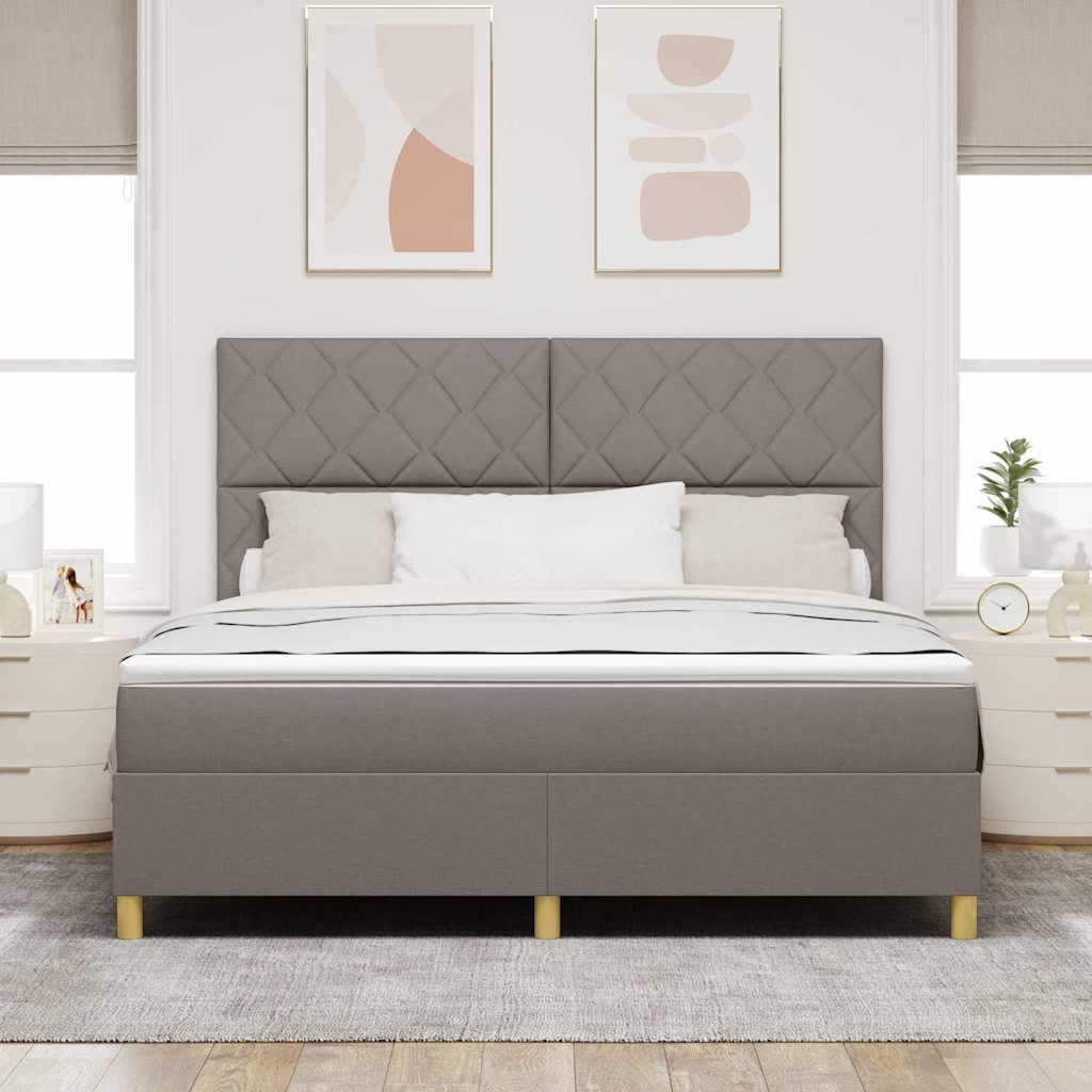 vidaXL Κρεβάτι με ελατήρια με κεφαλάρι Taupe 180 x 200 cm ύφασμα