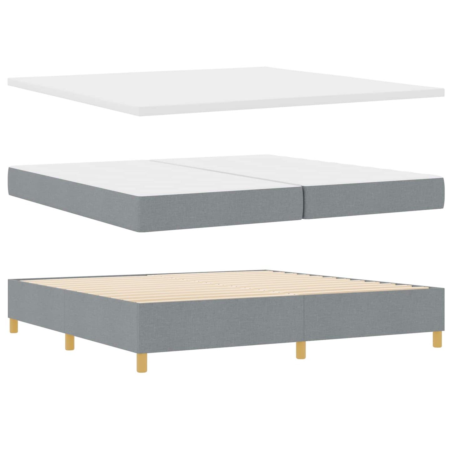vidaXL Κρεβάτι με ελατήρια Ανοιχτό γκρι 200 x 200 cm ύφασμα