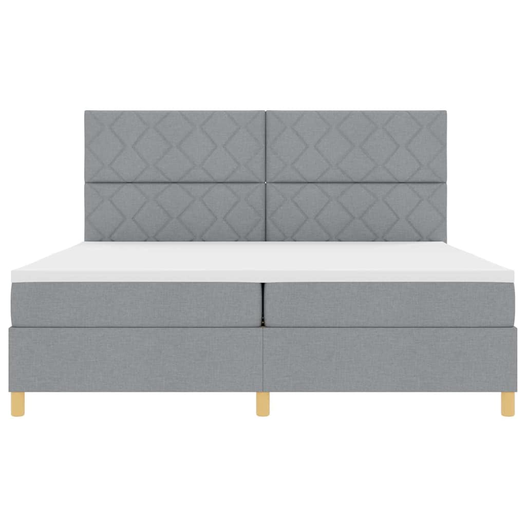 vidaXL Κρεβάτι με ελατήρια Ανοιχτό γκρι 200 x 200 cm ύφασμα