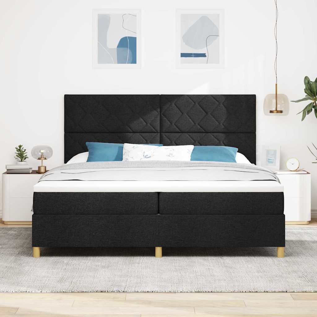 vidaXL Κρεβάτι με ελατήρια με στρώμα Μαύρο 200 x 200 cm ύφασμα