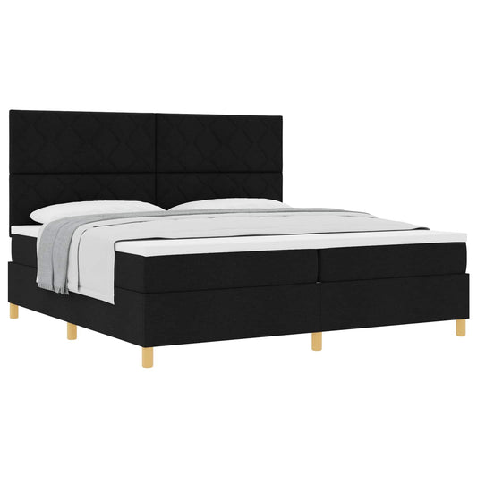 vidaXL Κρεβάτι με ελατήρια με στρώμα Μαύρο 200 x 200 cm ύφασμα