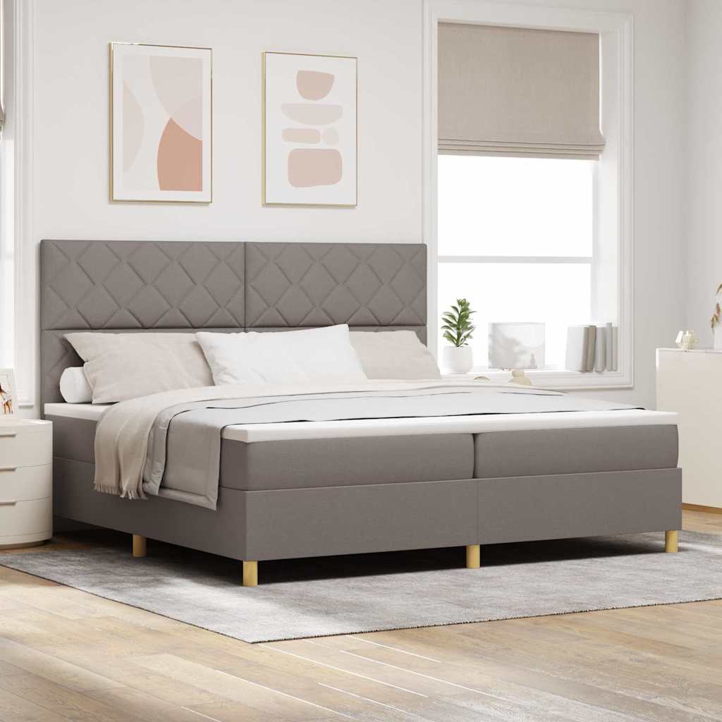 vidaXL Κρεβάτι με ελατήρια με κεφαλάρι Taupe 200 x 200 cm ύφασμα